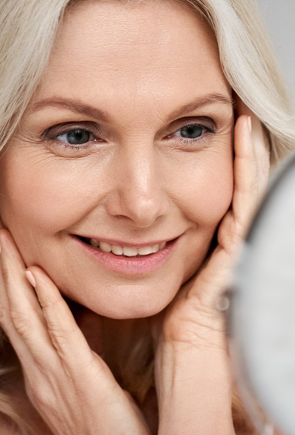 middle aged woman smiling