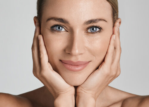 Woman with glowing skin after getting a HydraFacial
